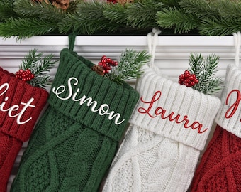 2025 Embroidered Christmas Stockings, Knitted Family Christmas Stockings, Holiday Stocking with Name, Christmas Family Gifts, Holiday Decor