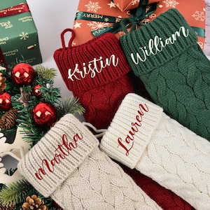 2025 Family Christmas Stocking,Personalized Stockings With Name,Knitted Holiday Stockings,Embroidered Monogram Stocking,Unique Holiday Decor