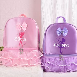 Ballerine personnalisée, sac cadeau personnalisé pour la fête des enfants, sac à dos de danse classique, sac de voyage pour fille, sac à dos avec nom, cartable d'école pour tout-petits