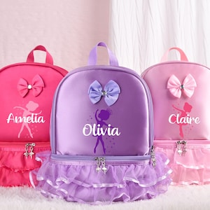Personalized Ballet Dancing Bag,Custom Backpack With Bow,Girls Dance Bag Gift,Ballerina Backpack,Kids School Bookbag,Birthday Gift For Girl