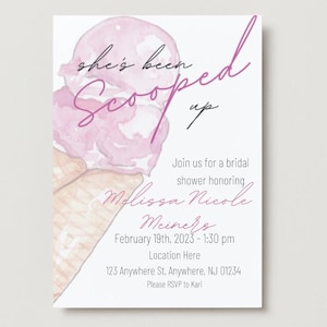 She&#39;s Been Scooped Up Bridal Shower Invitation, She&#39;s Been Scooped Up, Ice Cream Bridal Shower Invitation, Digital Download