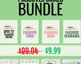 BUNDLE Games Passover, Printable Spot It, Taboo, Bingo, Headbands for Schools, Family, Temple, Pesach Activity - PDF Download, Digital File