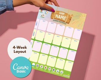 Camp Calendar 4-Week Canva Template (Basic Canva)