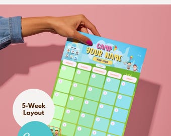 Camp Calendar 5-Week Canva Template (Version: City Skyline)