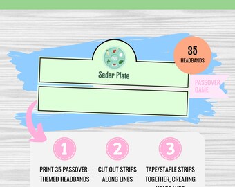 Passover Headbands Game (Set of 35) Printable for School, Family, Temple, Chabad House Activity, Pesach Game - PDF Download, Digital File