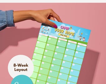 Camp Calendar 8-Week Canva Template (Version: City Skyline)