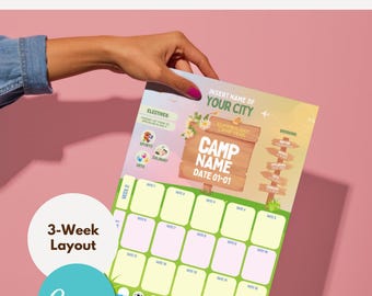 Camp Calendar 3-Week Canva Template (Basic Canva)