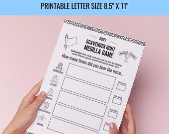 Purim Megillah Game, Quiet Megillah Game, Scavenger Hunt (Megillah Worksheet in Black and White) - PDF Download, Printablee
