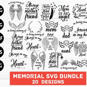Memorial Svg Bundle,Memorial Quotes Svg, Rest In Peace Svg, Cardinal Svg, Loving Memory Svg, Heaven svg, Christian Svg, Remembrance Svg