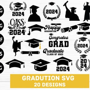 Bundle SVG l'obtention du diplôme, Bundle PNG l'obtention du diplôme, des cliparts l'obtention du diplôme, l'obtention du diplôme SVG coupe fichiers pour Cricut, étudiant Svg, fier diplômé 2024