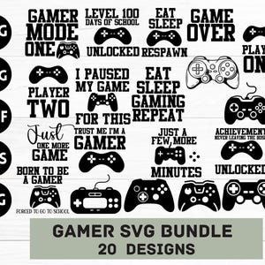 Gaming SVG Bundle / Gamer SVG Bundle / Schneidedatei / Cricut / Clip Art / Kommerzielle Nutzung / Videospiele SVG / Gamer Sprüche Zitate