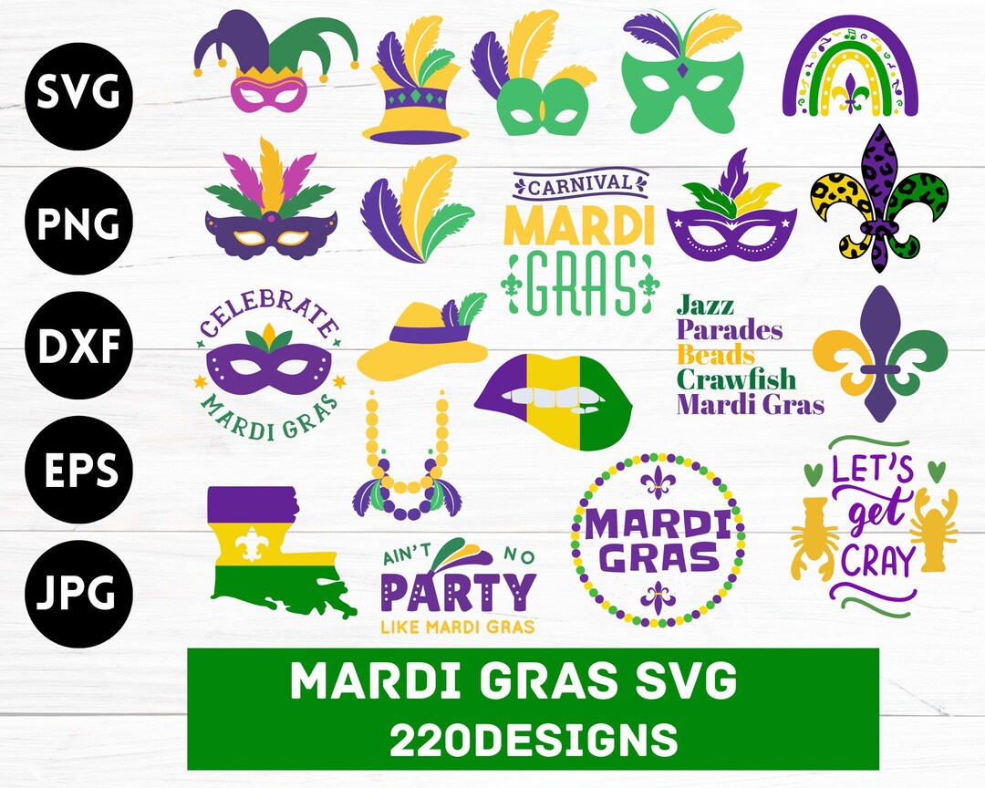 Mardi Gras SVG Bundle, Mardi Gras Clipart, Carnival Mask Silhouette ...