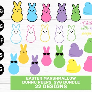Easter Marshmallow Bunny Peep Chick Peep Chillin with my Peeps Pastel Bundle SVG PNG JPEG for Cricut Vinyl Decal Scrapbook Shirt