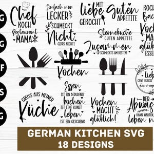 Arquivo plotter alemão cozinha svg - pacote de culinária svg - chef svg - ditados alemães cozinha - arquivo plotter Cricut Silhouette Studio SVG