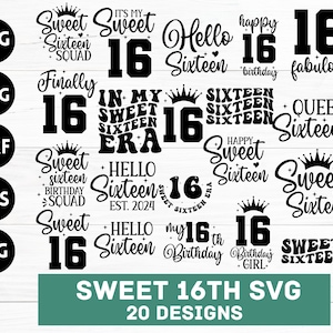 Sweet sixteen svg, Sweet 16 svg, Birthday Queen svg, 16th Geburtstag svg, Birthday Squad svg, Birthday girl svg, Digitaler Download