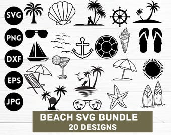 Beach Svg Bundle, Summer Svg, Beach Clipart, Summer Cut Files for ...