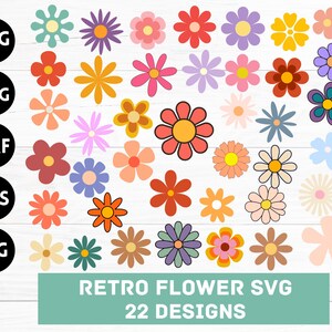 Abstract flower svg and png bundle, danish flower svg, retro flower svg, boho flower svg, floral png, boho floral png svg, groovy flower svg