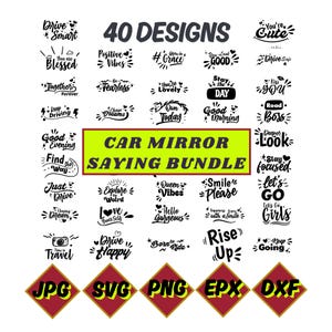 Car Mirror Saying Bundle, Car Mirror Decal Svg, Funny Car Mirror Svg, Car Mirror Svg Files, Cut Files for Cricut, Motivational Saying Svg
