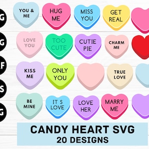 Corazón de caramelo SVG - Corazones de caramelo Png - Corazones de San Valentín Svg - Clipart de corazón de caramelo - Corazón de caramelo personalizado - Patrón sin costuras de corazón de caramelo - Borde