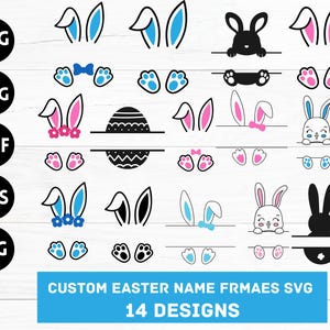 Osterhasen-Svg, Hasen-Split-Svg, Hasengesicht-Svg, Namensrahmen SVG, Oster-Monogramm SVG, Oster-Svg, Hasen-Monogramm-Svg, Baby-Name-Svg