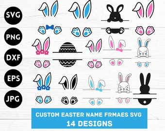Easter bunny svg, bunny split svg, bunny face svg, name frame SVG, Easter monogram SVG, Easter svg, bunny monogram svg, baby name svg