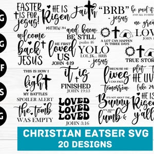 Paquete SVG de Pascua cristiana, SVG de Pascua, SVG de la Biblia, SVG cristiano, SVG de conejito, paquete SVG de Pascua religiosa, archivos de corte para Cricut, Silhouette