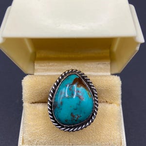 Size 10.5 Handmade BOHO Kingman turquoise Sterling Silver Ring