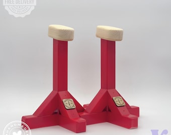 Handstand Canes | Gymnastics Equipment | Hand Bars | Wooden Parallettes | Gym Blocks | Calisthenics Training | Home Gym | Strawberry Red