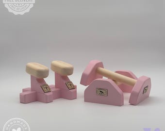 Set de entrenamiento para hacer el pino / Equipo de gimnasia / Bastones y paralelas para hacer el pino / Equipo de calistenia / Regalo de gimnasio con estética rosa pastel