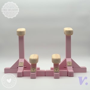 Handstand Gift Set | Calisthenics Training Equipment | Handstand Canes & Parallettes | Gymnastics Bars, Blocks | Aesthetic Pink Home Workout