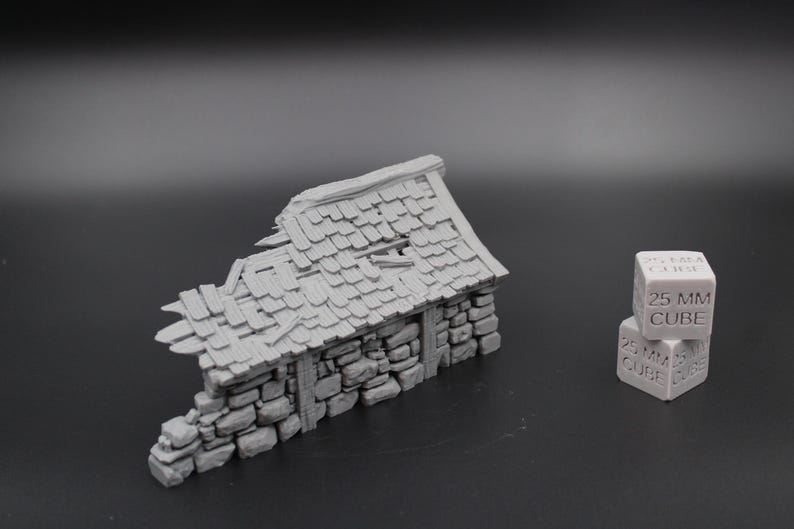 Tabletop Terrain Fantasy Medieval Stone House Ruin Dnd RPG Wargame Skirmish 28mm afbeelding 2