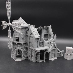 Tabletop Terrain Fantasy Windmill Grain Storage Ruin Dnd RPG Wargame Skirmish 28mm