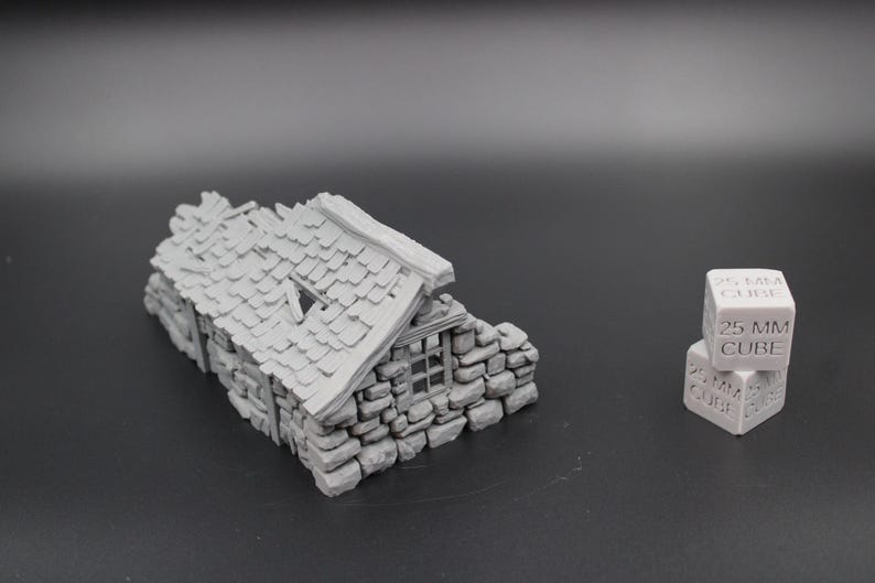 Tabletop Terrain Fantasy Medieval Stone House Ruin Dnd RPG Wargame Skirmish 28mm afbeelding 3