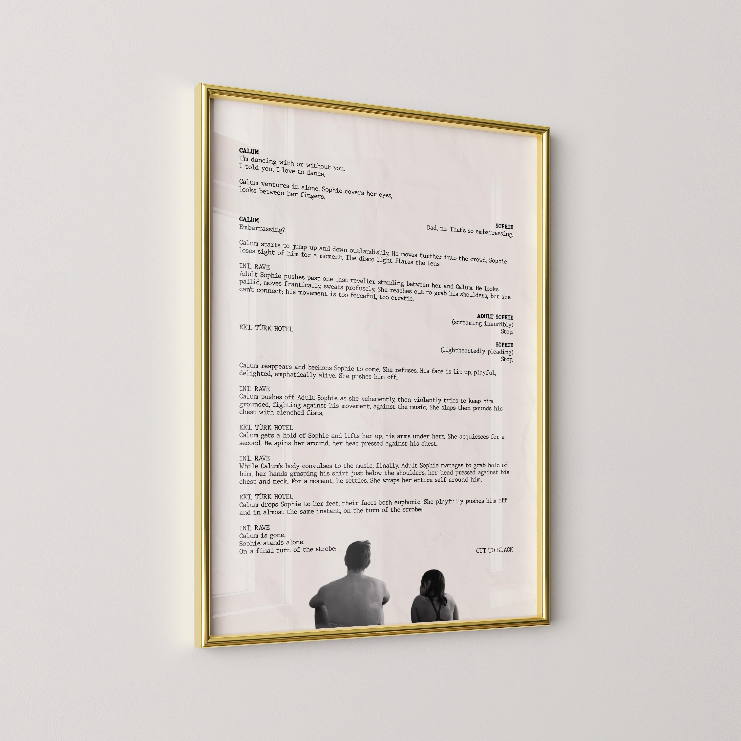 Aftersun Movie Script Poster: Famous Scene Screenplay (digital or ...