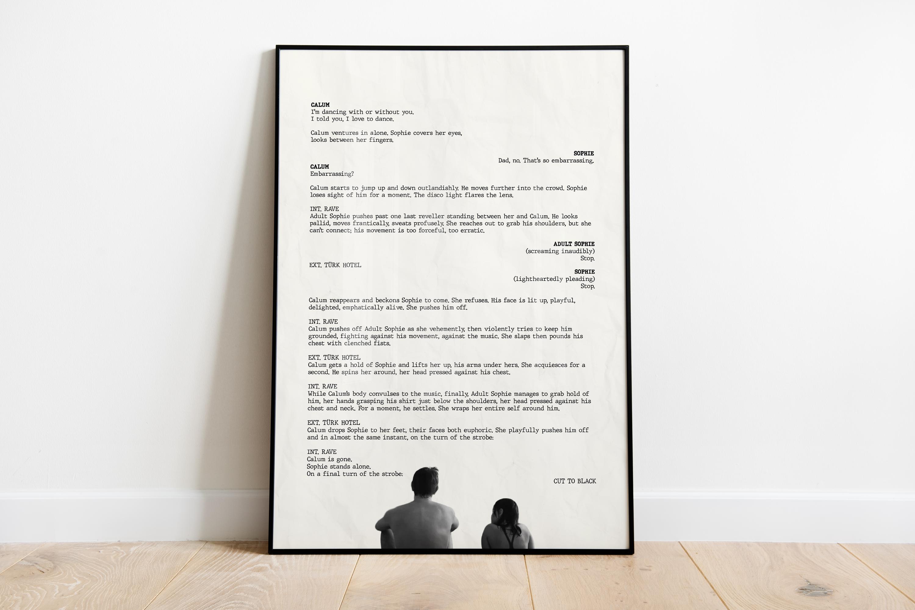 Aftersun Movie Script Poster: Famous Scene Screenplay (digital or ...