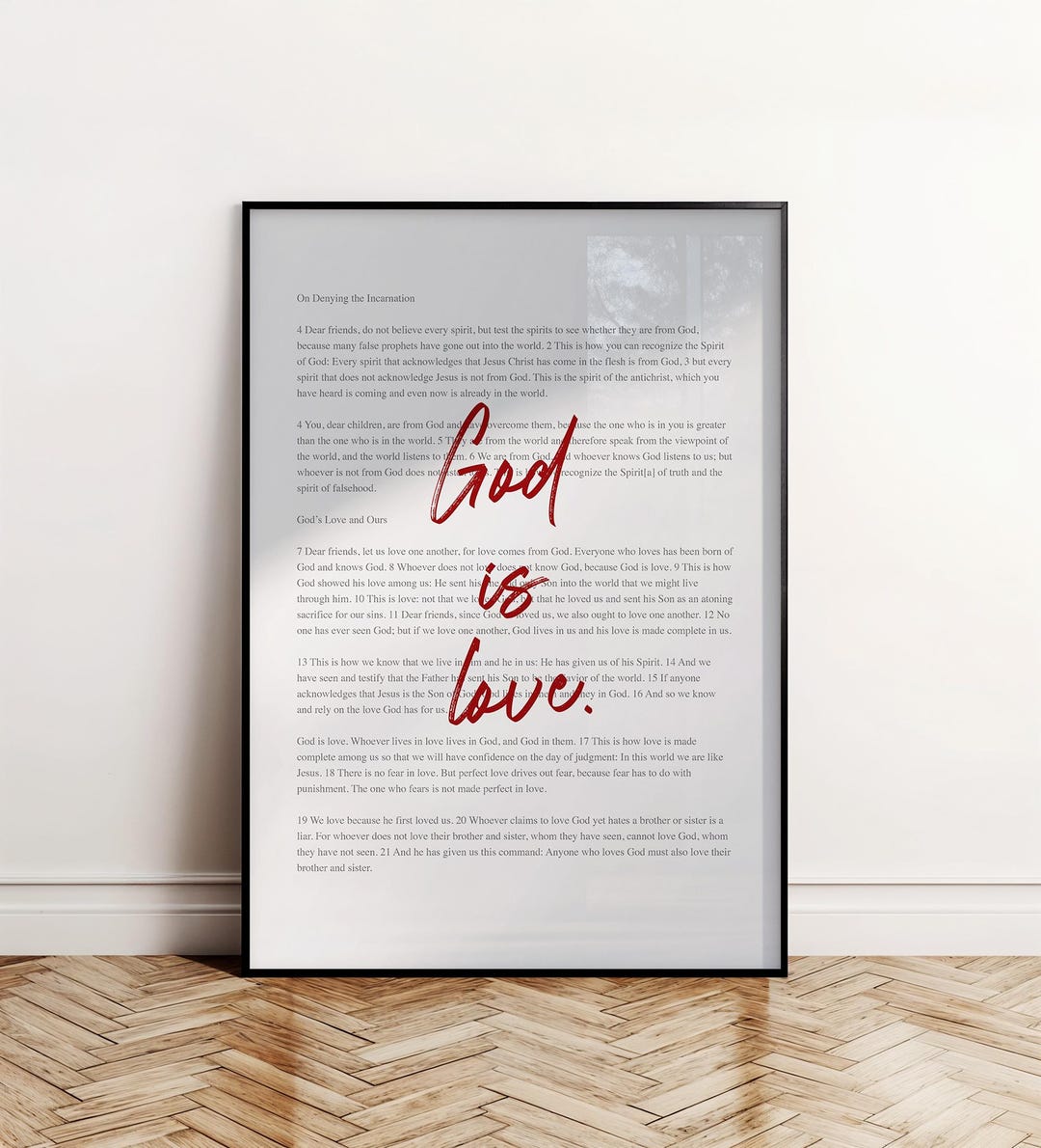 1 John 4 Verses Poster | God is Love Print | Christianity Slogan ...
