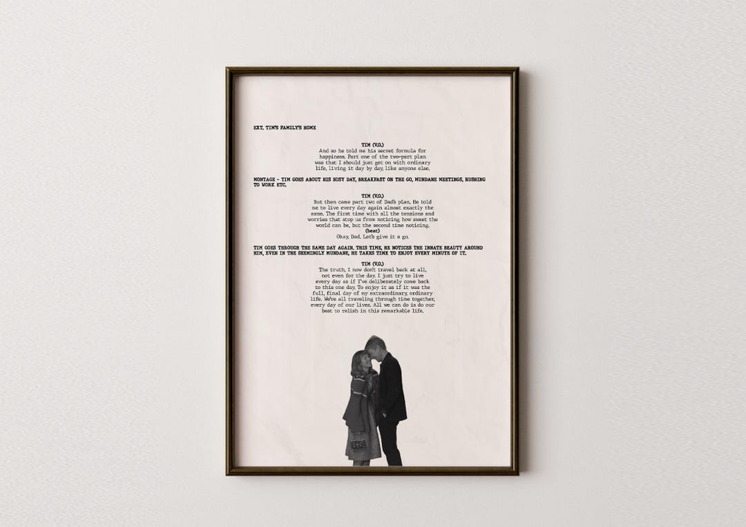 About Time Movie Script Poster Final Scene Screenplay (digital or