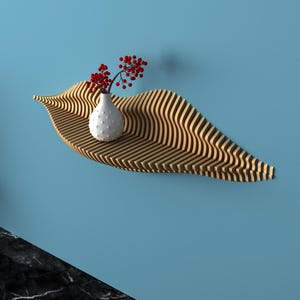 Parametric Shelf - Parametric Wall Art - Floating Shelf - Parametric Console - Office Decor - Living Room Decorations - Wavy Wooden Shelf