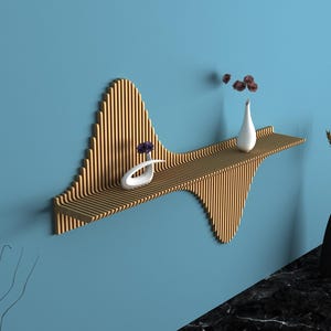 Stylish Wooden Shelves - Wall Hanging Shelf - Interior Decoration for Modern Rooms - Modern Wood Wall Shelf - Sculptural Wall Decor