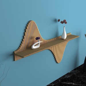 Parametric Shelf - Parametric Wall Art-| Floating Shelf - Parametric Console - Office Decor - Living Room Decorations - Wavy Wooden Shelf