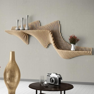 Parametric Wall Shelf - Floating Shelf - 3D Wall Decor - Living Room Decorations - Handcrafted Shelving Unit - Wall Hanging -Wooden Wall Art