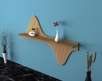 Estante flotante paramétrico: decoración de pared de madera hecha a mano