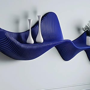Parametric Wavy Wall Shelf – Handmade Floating Shelf with Custom Color, Modern Wooden Art Shelf for Living Room, Office, or Studio Decor