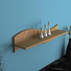 Wooden Sound Wave Shelf: Handmade Parametric Wall Decor
