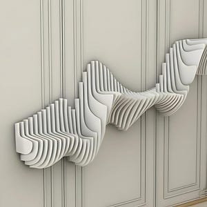 Parametric Wavy Wooden Wall Shelf - Modern Floating Shelf