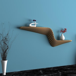 Parametric Wooden Wall Shelves - Floating Shelf Parametric Wall Piece - Parametric Wavy Wooden Wall Decor - Parametric Geometric Shelf