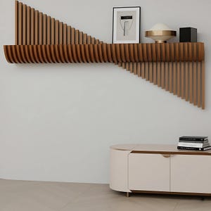 Hanging Parametric Wall Shelf - Parametric Floating Shelf - Geometric Wall Decor - Floating Modern Wood Art - Wooden Wall Mounted Shelf