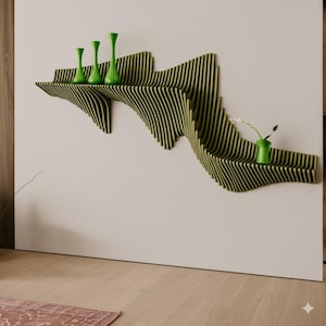 Parametric Wall Shelf - Floating Shelf - 3D Wall Decor - Living Room Decorations - Handcrafted Shelving Unit - Wall Hanging -Wooden Wall Art