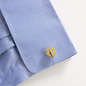 Gemelos con monograma personalizados de un par, joyería de acero inoxidable para caballeros, letras redondas personalizadas, gemelos de camisa con iniciales para hombre.
