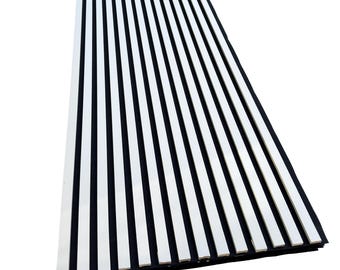 Panel de pared acústico de listones de madera color arena del desierto, decoración insonorizada.